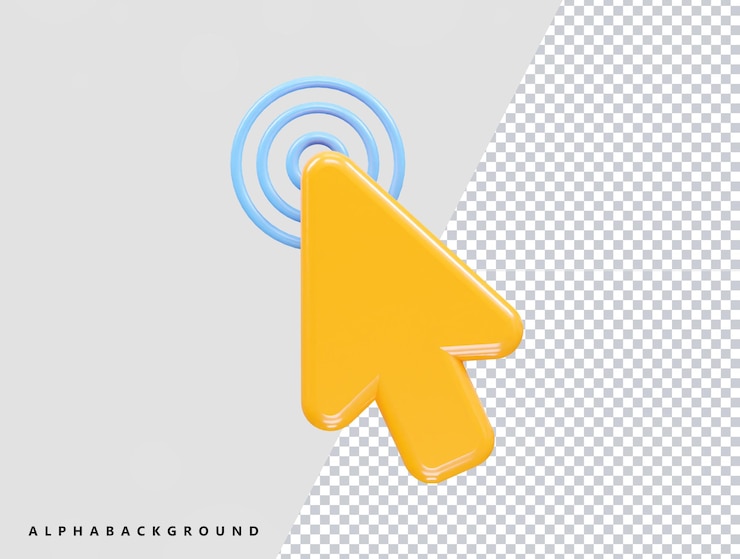 PSD ilustración del icono del cursor elemento de renderización 3d