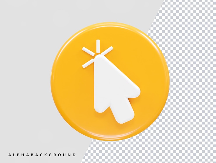 PSD ilustración del icono del cursor elemento de renderización 3d