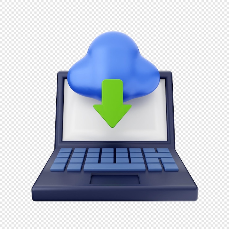 PSD ilustración de icono de datos de descarga 3d render
