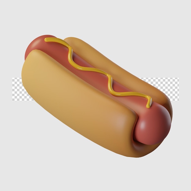 Ilustración de icono de dibujos animados de hot dog 3d