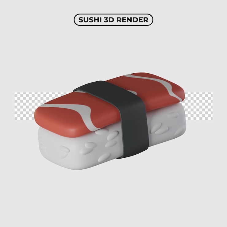 PSD ilustración de icono de dibujos animados de sushi 3d