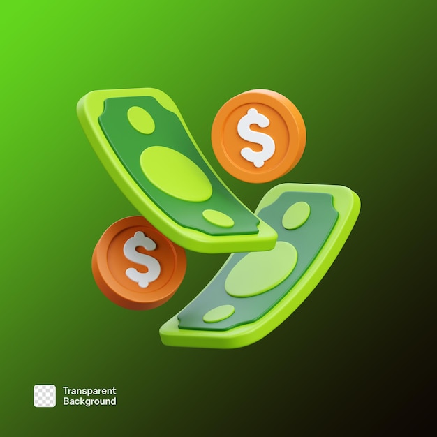 Ilustración de icono de dinero en 3D plantilla PNG