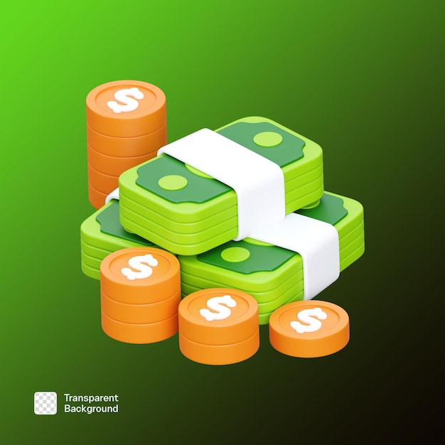 Ilustración de icono de dinero en 3D plantilla PNG