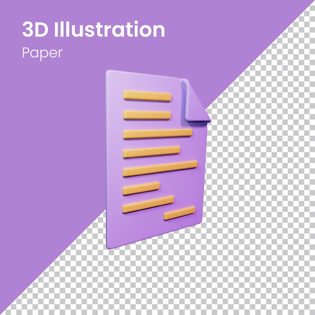 Ilustración de icono de documento de procesamiento 3d psd