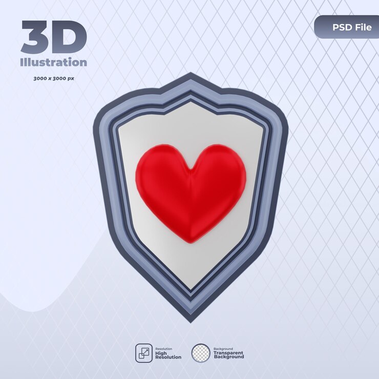 PSD ilustración de icono de donación de órganos 3d