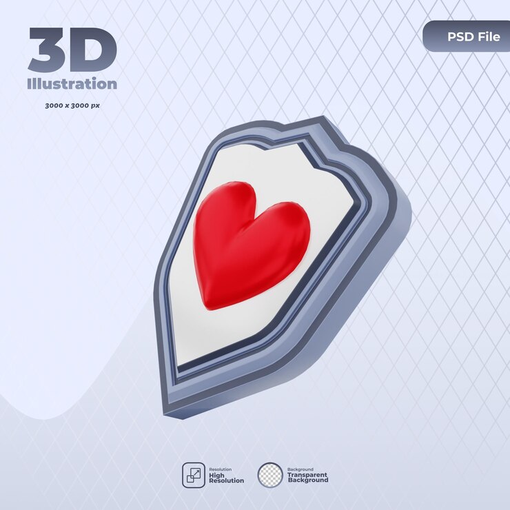 PSD ilustración de icono de donación de órganos 3d