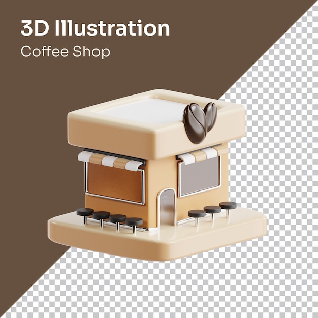 PSD ilustración de icono de edificio de cafetería psd 3d render