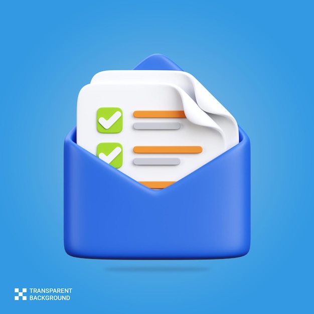 Ilustración del icono de la encuesta de correo electrónico de renderización PSD 3D