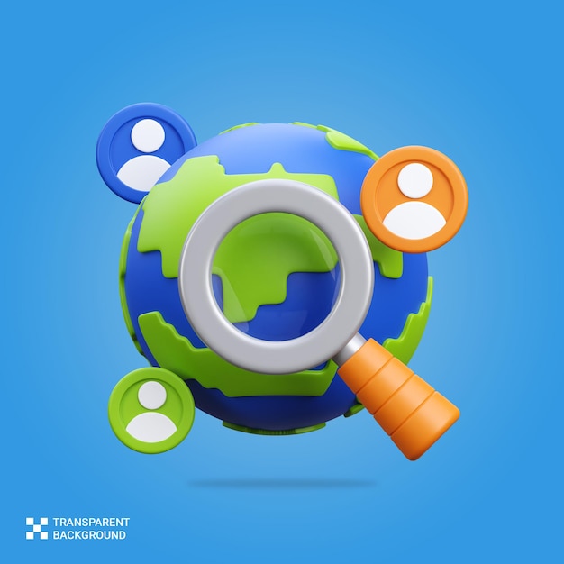Ilustración del icono de la encuesta global en PSD 3D