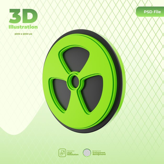 Ilustración de icono de energía nuclear 3D