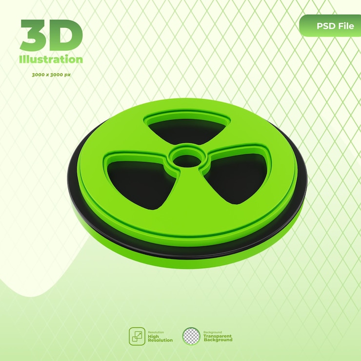 PSD ilustración de icono de energía nuclear 3d