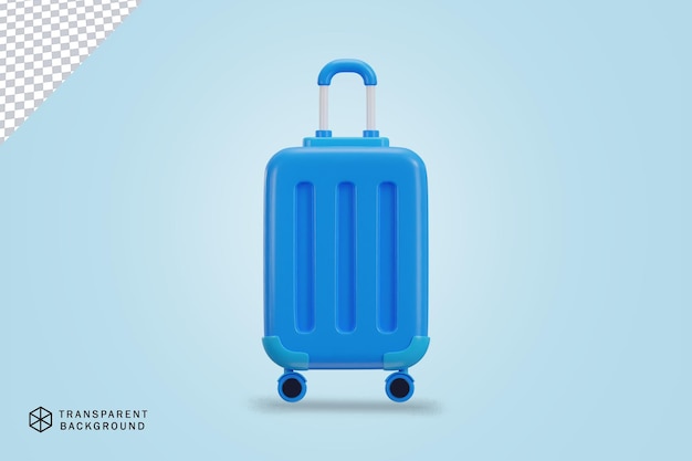 Ilustración de icono de equipaje de viaje 3D con ruedas y mango