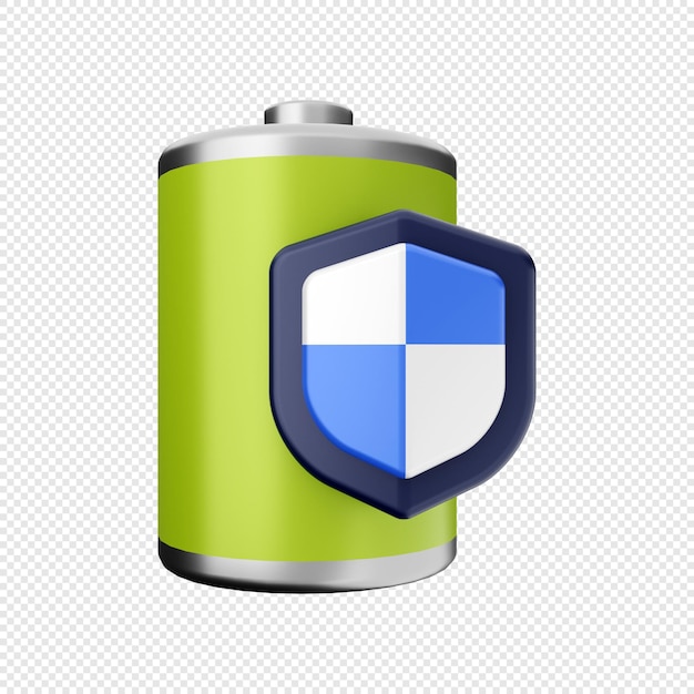 Ilustración de icono de escudo de batería 3D