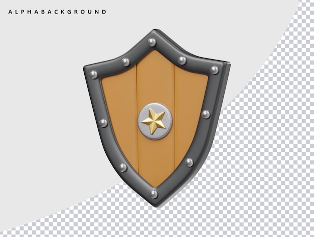 Ilustración del icono del escudo de juego en 3D