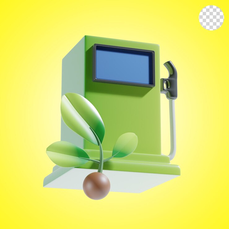 PSD ilustración del icono de la estación de biocombustible en 3d