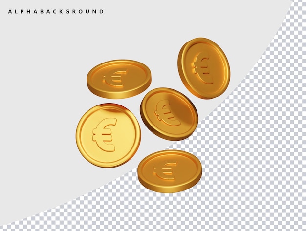 Ilustración del icono del euro en 3D