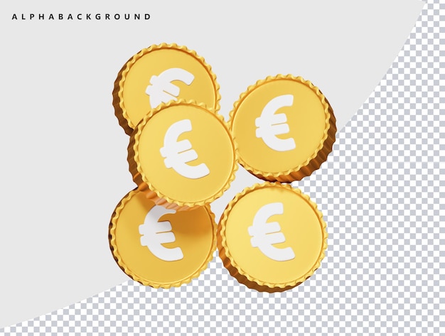 PSD ilustración del icono del euro en 3d