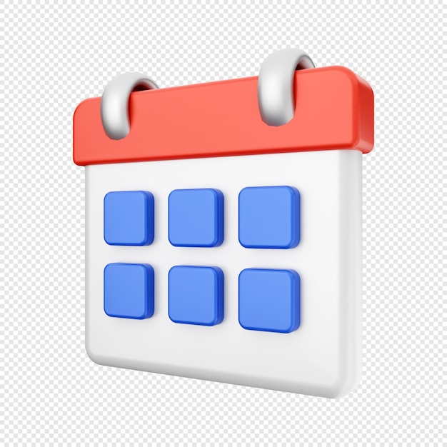 Ilustración de icono de fecha de calendario 3D