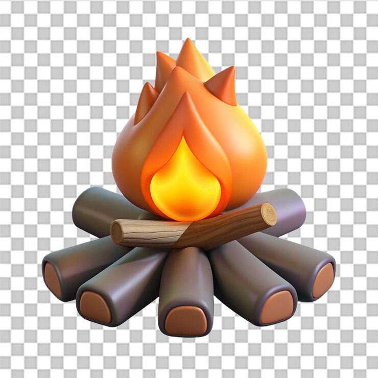 PSD ilustración del icono de la fogata en 3d