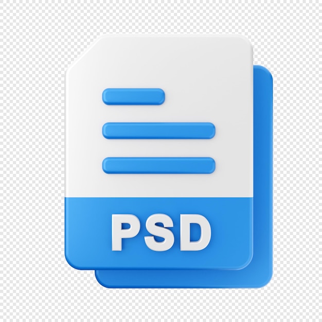 PSD ilustración de icono de formato de archivo 3d render