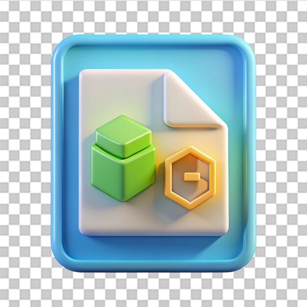 Ilustración de icono de formato de archivo 3D renderizada aislada en un fondo transparente