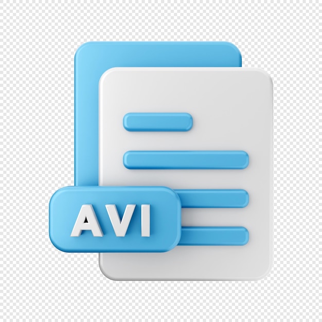 Ilustración de icono de formato AVI de archivo 3D