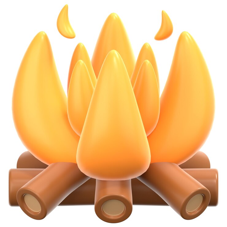 PSD ilustración del icono de fuego de campamento 3d de estilo low poly