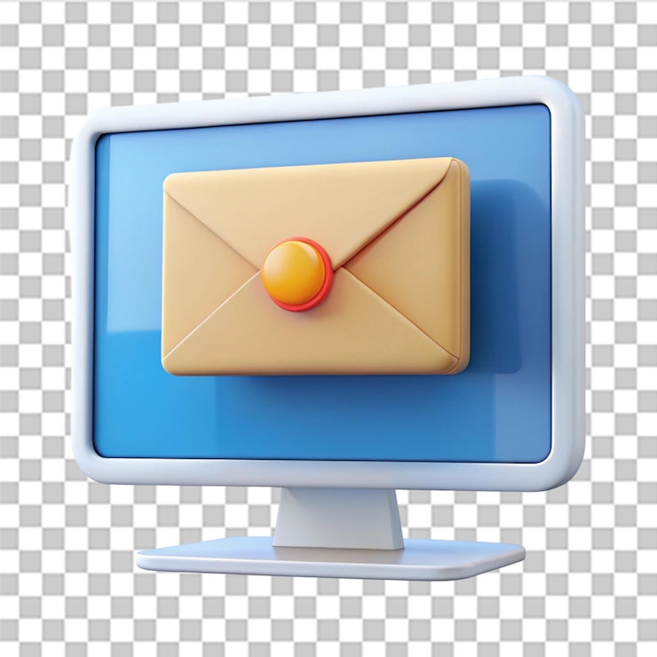 PSD ilustración del icono de la función de la computadora de notificación de correo electrónico 3d aislada en un fondo transparente