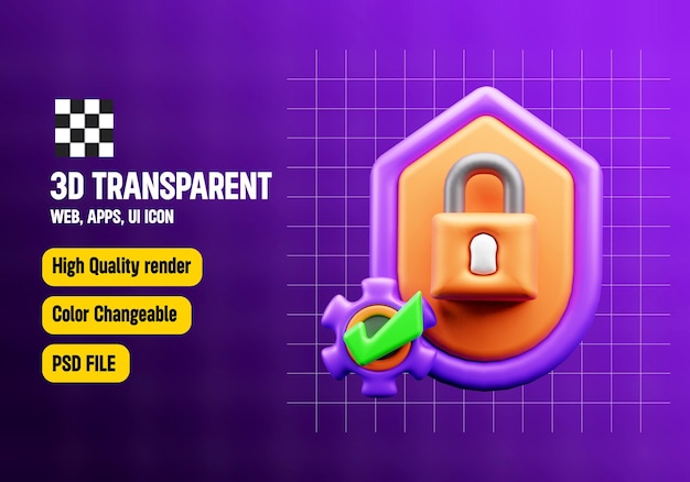 Ilustración de icono de gestión de seguridad en 3D o aplicaciones web profundas e ilustración en 3D de la web