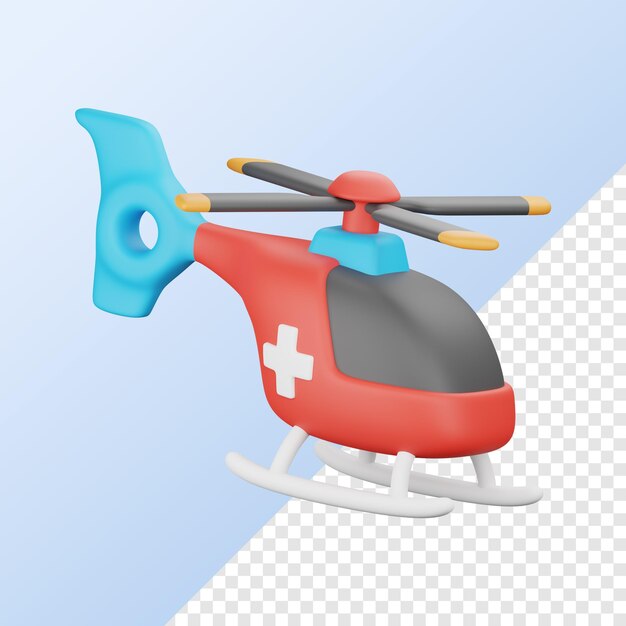 Ilustración del icono del helicóptero médico en 3D