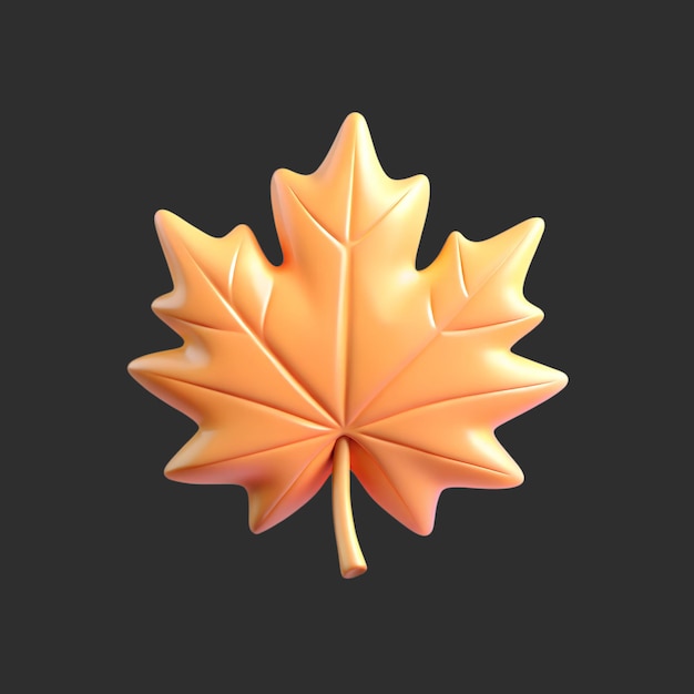 Ilustración del icono de la hoja de arce en 3D
