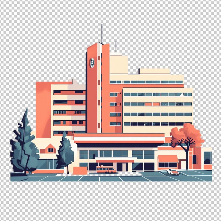 PSD ilustración del icono del hospital gráficos de dibujos animados