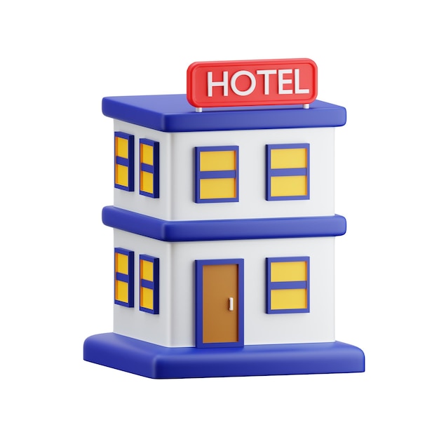 Ilustración del icono del hotel en 3d.