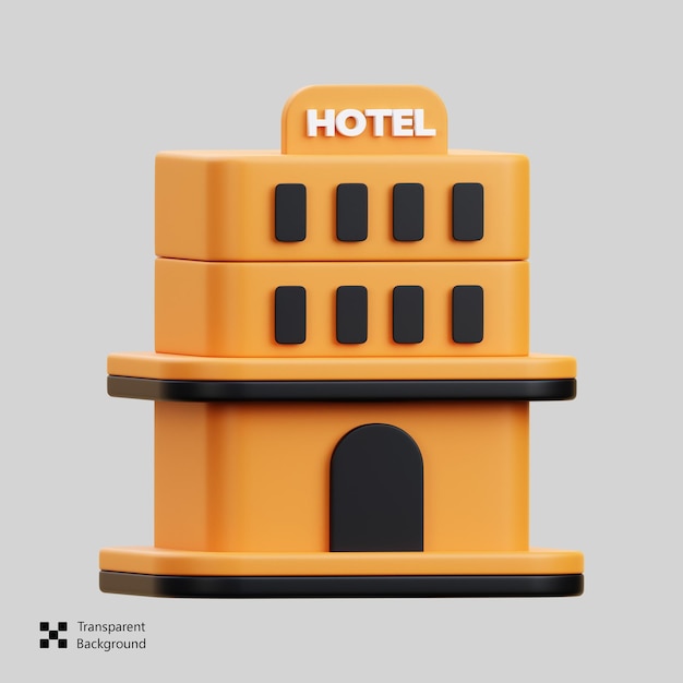 PSD ilustración del icono del hotel en 3d
