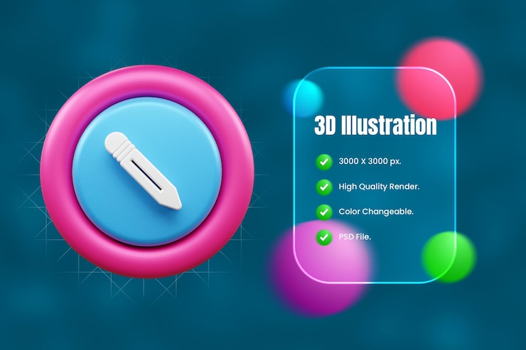 PSD ilustración del icono de interfaz de usuario 3d o icono de la web y las aplicaciones de la interfase de usuario