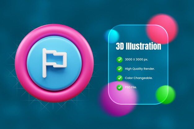 Ilustración del icono de interfaz de usuario 3D o icono de la web y las aplicaciones de la interfase de usuario