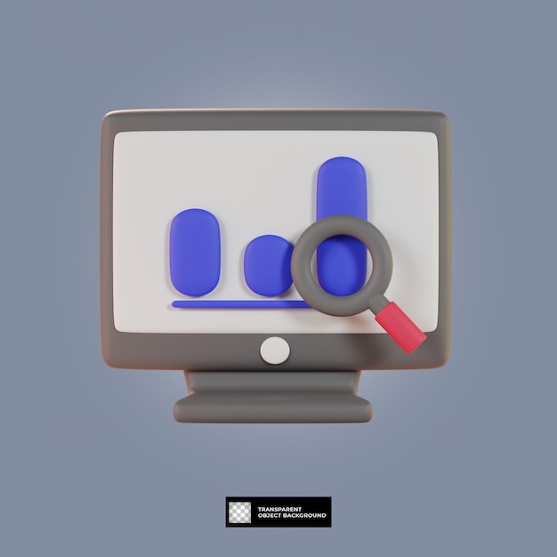 Ilustración de icono de investigación de mercado 3d