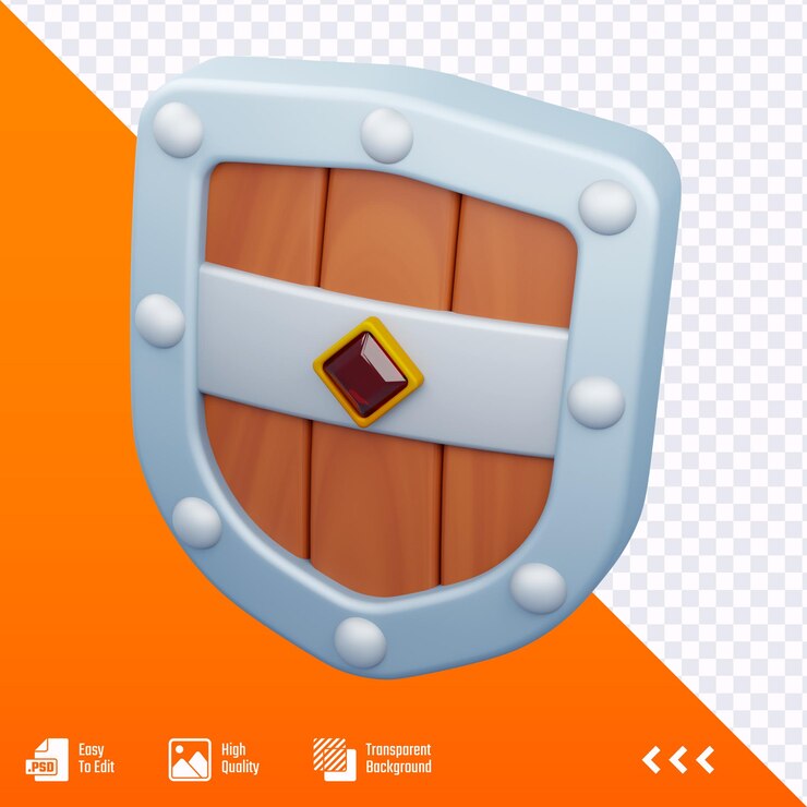 PSD ilustración del icono del juego shield 3d