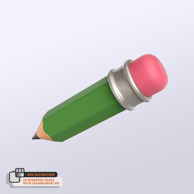 Ilustración de icono de lápiz de procesamiento 3d aislado