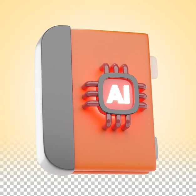 Ilustración del icono del libro Tecnología de Inteligencia Artificial 3D