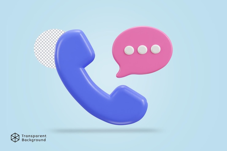 PSD ilustración del icono de llamada telefónica 3d y chat de burbujas