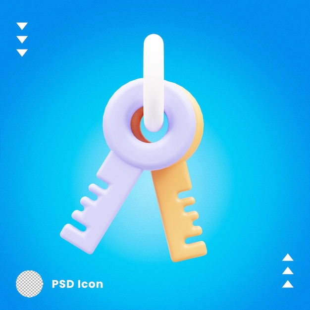 PSD ilustración de icono de llaves 3d aislado o icono de llaves de viaje 3d render