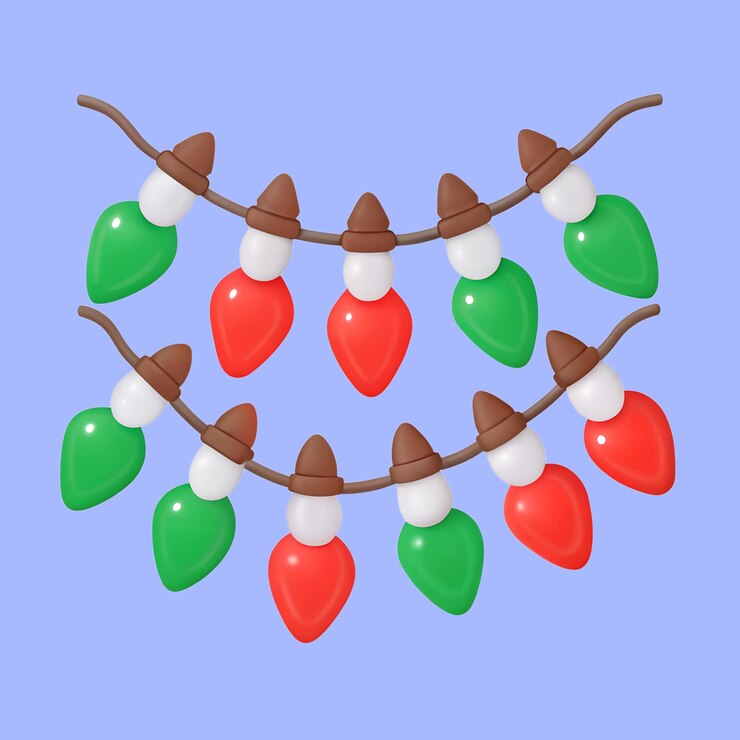 PSD ilustración del icono de las luces navideñas en 3d