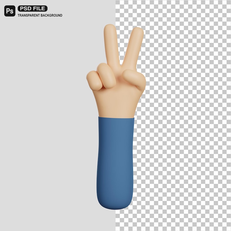 PSD ilustración de icono de mano de paz 3d