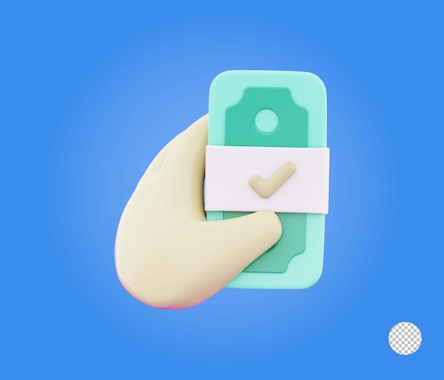 Ilustración del icono de la mano que sostiene un paquete de billetes Concepto de éxito financiero y comercial