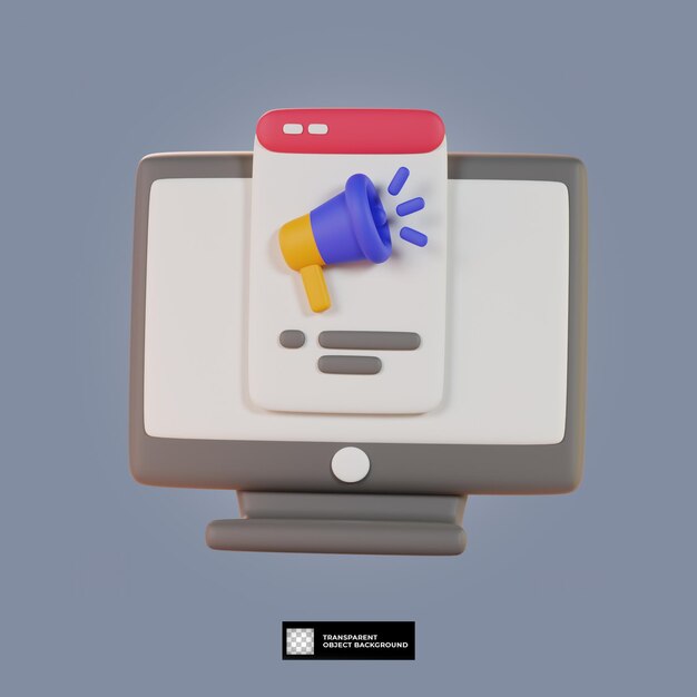 Ilustración de icono de marketing digital 3d