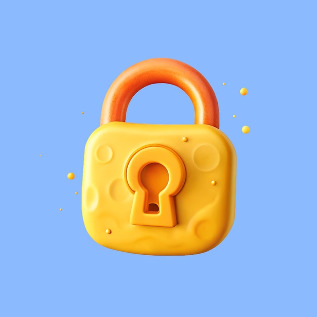 Ilustración del icono del material de arcilla de bloqueo amarillo en 3D