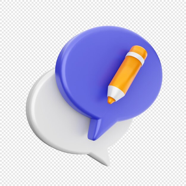 Ilustración del icono del mensaje de correo de chat 3D