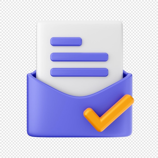 Ilustración del icono del mensaje del sobre de correo electrónico en 3D