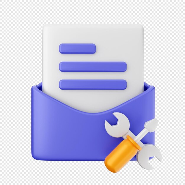 Ilustración del icono del mensaje del sobre de correo electrónico en 3D